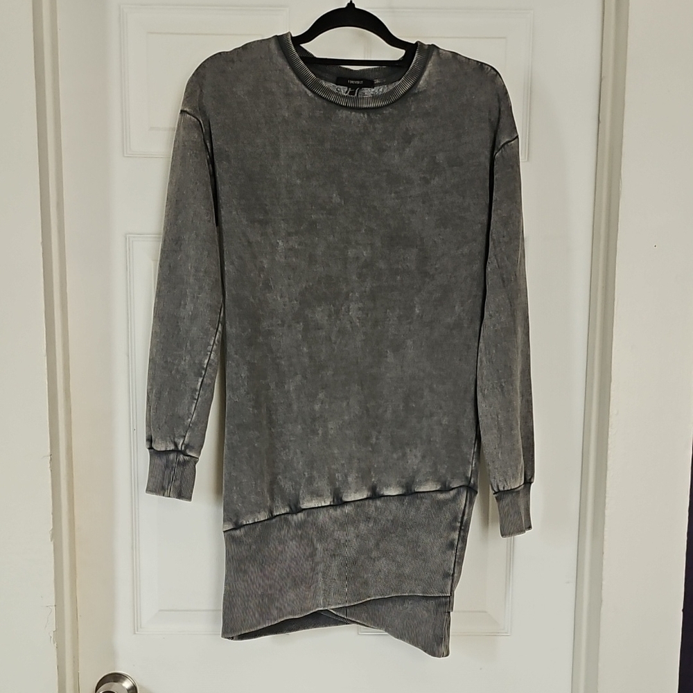 Gray Asymmetrical Long Sleeve Sweatshirt